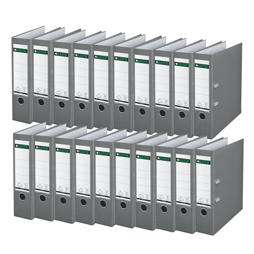 Leitz Qualitäts-Ordner 180° Plastik, 20er Pack, das Original, DIN A4 Aktenordner 8 cm breit, 90% Recycling-Karton, 30% Pre-Consumer Recycling-Kunststoff, Mit 180° Mechanik, 600 Blatt, Grau, 10105085 Leitz Qualitäts-Ordner 180° Plastik, 20er Pack, das Original, DIN A4 Aktenordner 8 cm breit, 90% Recycling-Karton, 30% Pre-Consumer Recycling-Kunststoff, Mit 180° Mechanik, 600 Blatt, Grau, 10105085 von Leitz