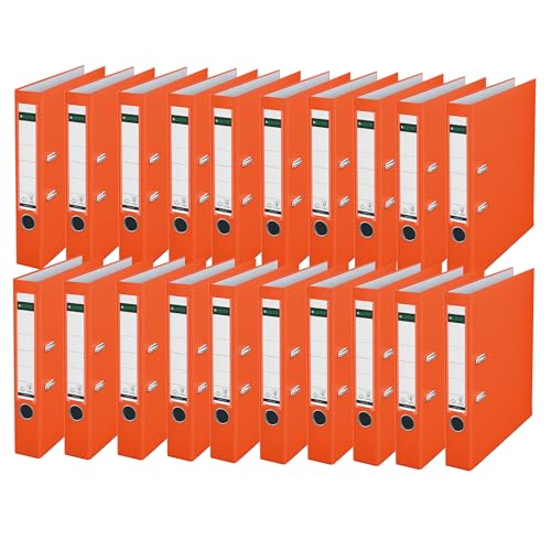 Leitz Qualitäts-Ordner 180° Plastik, 20er Pack, A4, Schmal, Orange, 5,2 cm Rückenbreite, PP-laminierter Einband, 10155045 Leitz Qualitäts-Ordner 180° Plastik, 20er Pack, A4, Schmal, Orange, 5,2 cm Rückenbreite, PP-laminierter Einband, 10155045 von Leitz
