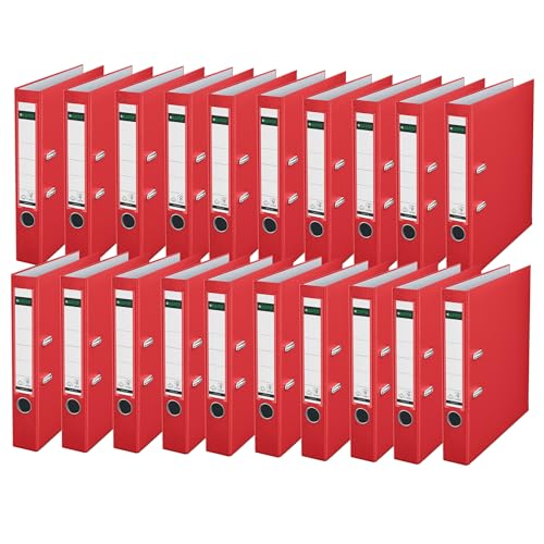 Leitz Qualitäts-Ordner 180° Plastik, 20er Pack, A4, Schmal, Rot, 5,2 cm Rückenbreite, PP-laminierter Einband, 10155025, 50mm Leitz Qualitäts-Ordner 180° Plastik, 20er Pack, A4, Schmal, Rot, 5,2 cm Rückenbreite, PP-laminierter Einband, 10155025, 50mm von Leitz