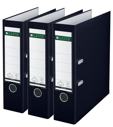 Leitz Qualitäts-Ordner 180° Plastik, 3er Pack, das Original, A4 Aktenordner 8 cm breit, 90% Recycling-Karton, 30% Pre-Consumer Recycling-Kunststoff, 180° Mechanik, 600 Blatt, Schwarz, 310335095 Leitz Qualitäts-Ordner 180° Plastik, 3er Pack, das Original, A4 Aktenordner 8 cm breit, 90% Recycling-Karton, 30% Pre-Consumer Recycling-Kunststoff, 180° Mechanik, 600 Blatt, Schwarz, 310335095 von Leitz