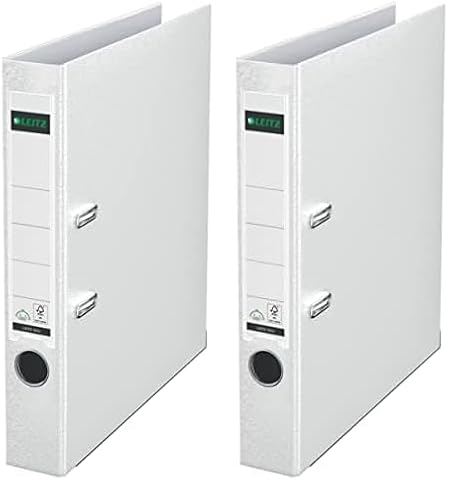 Leitz Qualitäts-Ordner 180° Plastik, das Original, DIN A4 Aktenordner 5 cm schmal, 90% Recycling-Karton, 30% Pre-Consumer Recycling-Kunststoff, Mit 180° Mechanik, 350 Blatt Kapazität, Weiß, 10155001 von Leitz