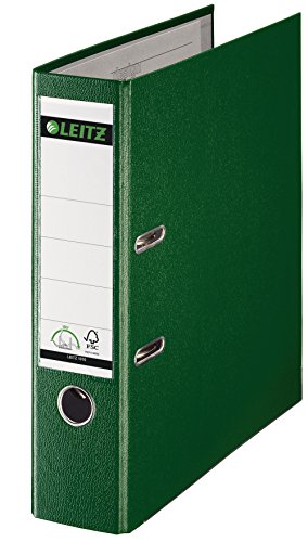 Leitz Qualitäts-Ordner 180° Plastik A4, 10er Pack, Grün, 8 cm Rückenbreite, PP-laminierter Einband, 10101055 von Leitz