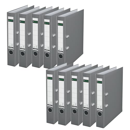 Leitz Qualitäts-Ordner 180° Plastik, 10er Pack, das Original, DIN A4 Aktenordner 5 cm schmal, 90% Recycling-Karton, 30% Pre-Consumer Recycling-Kunststoff, Mit 180° Mechanik, 350 Blatt, Grau, 10151085 Leitz Qualitäts-Ordner 180° Plastik, 10er Pack, das Original, DIN A4 Aktenordner 5 cm schmal, 90% Recycling-Karton, 30% Pre-Consumer Recycling-Kunststoff, Mit 180° Mechanik, 350 Blatt, Grau, 10151085 von Leitz