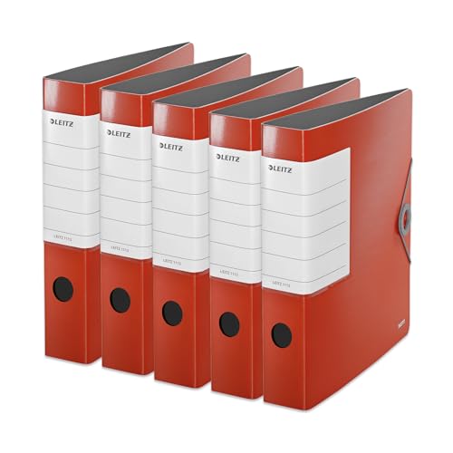 Leitz Qualitäts-Ordner 180° Solid, 5er Pack, A4, Schmal, Hellrot, 6,2 cm Rückenbreite, Gummibandverschluss, Robustes Polyfoam, extra breites, austauschbares Rückenschild, 11130020 Leitz Qualitäts-Ordner 180° Solid, 5er Pack, A4, Schmal, Hellrot, 6,2 cm Rückenbreite, Gummibandverschluss, Robustes Polyfoam, extra breites, austauschbares Rückenschild, 11130020 von Leitz
