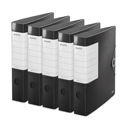 Leitz Qualitäts-Ordner 180° Solid, 5er Pack, A4, Schmal, Schwarz, 6,2 cm Rückenbreite, Gummibandverschluss, Robustes Polyfoam, extra breites, austauschbares Rückenschild, 11130095 Leitz Qualitäts-Ordner 180° Solid, 5er Pack, A4, Schmal, Schwarz, 6,2 cm Rückenbreite, Gummibandverschluss, Robustes Polyfoam, extra breites, austauschbares Rückenschild, 11130095 von Leitz