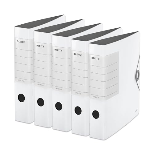 Leitz Qualitäts-Ordner 180° Solid, 5er Pack, A4, Schmal, Weiß, 6,2 cm Rückenbreite, Gummibandverschluss, Robustes Polyfoam, extra breites, austauschbares Rückenschild, 11130001 Leitz Qualitäts-Ordner 180° Solid, 5er Pack, A4, Schmal, Weiß, 6,2 cm Rückenbreite, Gummibandverschluss, Robustes Polyfoam, extra breites, austauschbares Rückenschild, 11130001 von Leitz