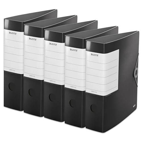 Leitz Qualitäts-Ordner 180° Solid, 5er Pack, A4, Schwarz, 8,2 cm Rückenbreite, Gummibandverschluss, Robustes Polyfoam, extra breites, austauschbares Rückenschild, 11120095 Leitz Qualitäts-Ordner 180° Solid, 5er Pack, A4, Schwarz, 8,2 cm Rückenbreite, Gummibandverschluss, Robustes Polyfoam, extra breites, austauschbares Rückenschild, 11120095 von Leitz
