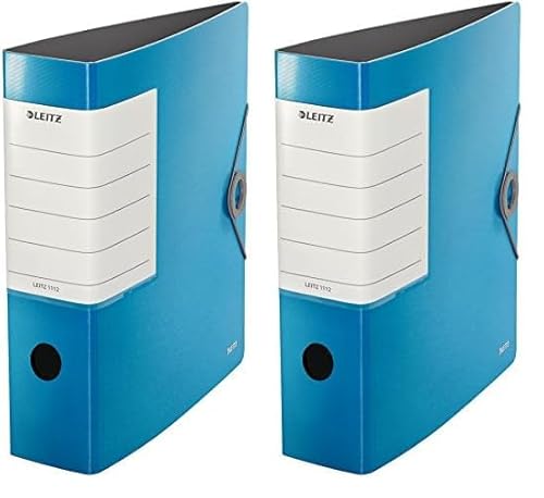 Leitz Qualitäts-Ordner 180° Solid, A4, Hellblau, 8,2 cm Rückenbreite, Gummibandverschluss, Robustes Polyfoam, extra breites, austauschbares Rückenschild, 11120030 (Packung mit 2) von Leitz