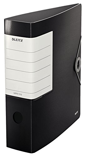 Leitz Qualitäts-Ordner 180° Solid, A4, Schwarz, 8,2 cm Rückenbreite, Gummibandverschluss, Robustes Polyfoam, extra breites, austauschbares Rückenschild, 11120095 von Leitz