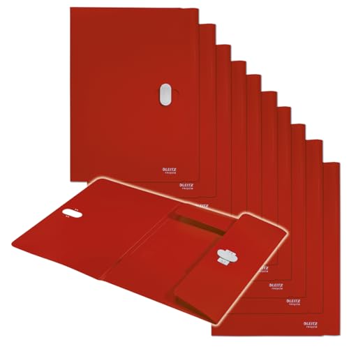 Leitz Recycle Dokumentenmappe A4, 10er Pack, Für 150 Blatt, Kunststoff-Ordner in Premium-Qualität mit Gummibändern, 100 % recycelbar, Umweltfreundlich, Recycle Serie, Rot, 46220025 Leitz Recycle Dokumentenmappe A4, 10er Pack, Für 150 Blatt, Kunststoff-Ordner in Premium-Qualität mit Gummibändern, 100 % recycelbar, Umweltfreundlich, Recycle Serie, Rot, 46220025 von Leitz