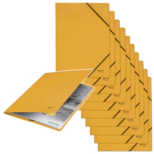Leitz Recycle Eckspanner A4, 10er Pack, Für 250 Blatt, Für die Dokumentenaufbewahrung & Ablage, 100 % recycelt & recycelbar, Umweltfreundlich, Recycle Serie, Gelb, 39080015 von Leitz