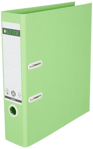 Leitz Recycle Qualitäts-Ordner 180° A4, 8 cm Rückenbreite, Für 600 Blatt, 100 % recycelbares PP und recycelter Karton, CO2-kompensiert, Umweltfreundlich, Recycle Serie, Grün, 10180055, 1 Pack von Leitz