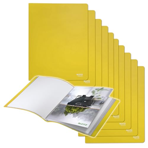 Leitz Recycle Sichtbuch A4, 10er Pack, Mit 20 Fächern für die Dokumentenablage, Premium-Qualität, 100 % recycelbar, Umweltfreundlich, Recycle Serie, Gelb, 46760015 von Leitz