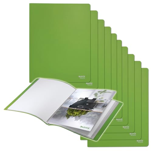 Leitz Recycle Sichtbuch A4, 10er Pack, Mit 20 Fächern für die Dokumentenablage, Premium-Qualität, 100 % recycelbar, Umweltfreundlich, Recycle Serie, Grün, 46760055 von Leitz