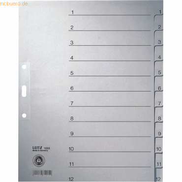 Leitz Register A4 1-12 100g/qm grau Leitz Register A4 1-12 100g/qm grau von Leitz
