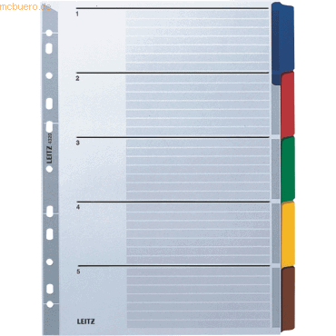 10 x Leitz Register A4 160g/qm Karton blanko 5-teilig 10 x Leitz Register A4 160g/qm Karton blanko 5-teilig von Leitz