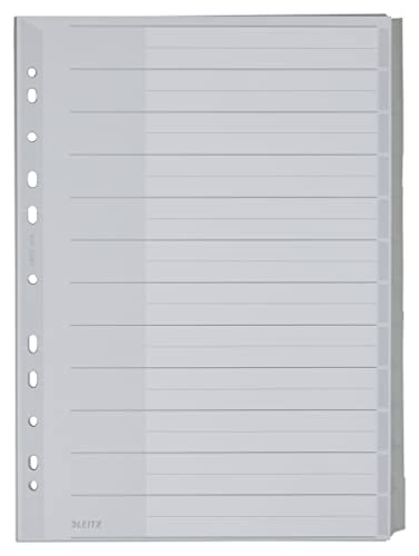 Leitz Register für A4, Deckblatt aus Karton und 12 Trennblätter aus Kunststoff, Taben mit auswechselbaren Einsteckschildchen, Extra Überbreite, Grau, 12730000 Leitz Register für A4, Deckblatt aus Karton und 12 Trennblätter aus Kunststoff, Taben mit auswechselbaren Einsteckschildchen, Extra Überbreite, Grau, 12730000 von Leitz