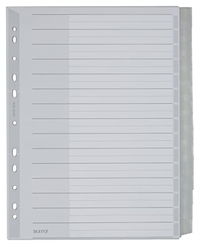 Leitz Register für A4, Deckblatt aus Karton und 15 Trennblätter aus Kunststoff, Taben mit auswechselbaren Einsteckschildchen, Grau, 12760000 Leitz Register für A4, Deckblatt aus Karton und 15 Trennblätter aus Kunststoff, Taben mit auswechselbaren Einsteckschildchen, Grau, 12760000 von Leitz