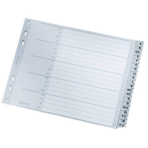 Leitz Register für A4, Deckblatt aus Karton und 20 Trennblätter aus Kunststoff, Taben mit alphabetischem Aufdruck A-Z, Halbe Höhe und Überbreite, Grau, 12620000 Leitz Register für A4, Deckblatt aus Karton und 20 Trennblätter aus Kunststoff, Taben mit alphabetischem Aufdruck A-Z, Halbe Höhe und Überbreite, Grau, 12620000 von Leitz