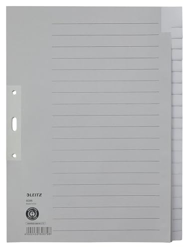 Leitz Register für A4, Deckblatt und 20 Trennblätter, Lochrand und Taben verstärkt, Grau, 100% Recyclingkarton, Blauer Engel Siegel, 60960085 Leitz Register für A4, Deckblatt und 20 Trennblätter, Lochrand und Taben verstärkt, Grau, 100% Recyclingkarton, Blauer Engel Siegel, 60960085 von Leitz