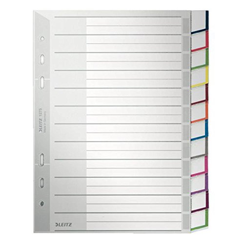 Leitz Register für A5, Deckblatt aus Karton und 12 Trennblätter aus Kunststoff, Taben mit auswechselbaren Einsteckschildchen, Grau, 12750000 Leitz Register für A5, Deckblatt aus Karton und 12 Trennblätter aus Kunststoff, Taben mit auswechselbaren Einsteckschildchen, Grau, 12750000 von Leitz