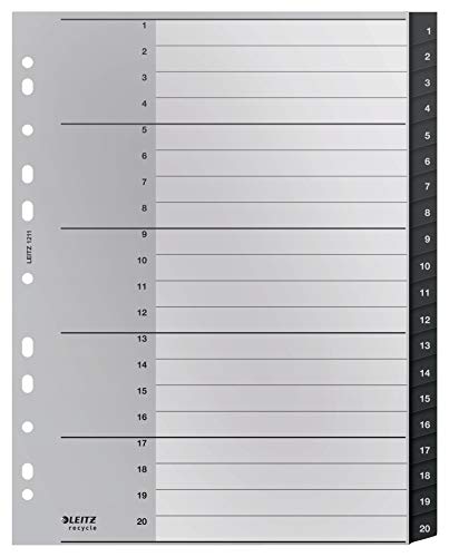 Leitz Register mit 20 Taben, 1-20, Extrabreit, Umweltfreundlich, Recycle-Serie, Schwarz, 12110000 Leitz Register mit 20 Taben, 1-20, Extrabreit, Umweltfreundlich, Recycle-Serie, Schwarz, 12110000 von Leitz