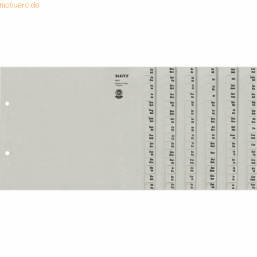 Leitz Registerserie A4 1/2 Höhe Tauenpapier A-Z 12 Abläufe grau von Leitz