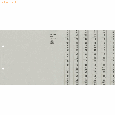 Leitz Registerserie A4 1/2 Höhe Tauenpapier A-Z 6 Abläufe grau Leitz Registerserie A4 1/2 Höhe Tauenpapier A-Z 6 Abläufe grau von Leitz