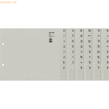 Leitz Registerserie A4 1/2 Höhe Tauenpapier A-Z 75 Abläufe grau von Leitz