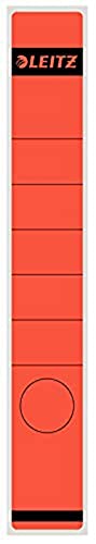Leitz Rückenschild selbstklebend für Standard- und Hartpappe-Ordner, 10 Stück, 50 mm Rückenbreite, Langes und schmales Format, 39 x 285 mm, Papier, rot, 16480025 von Leitz