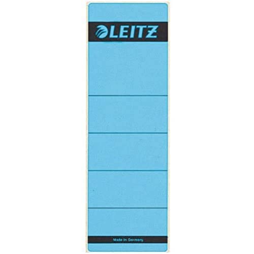 Leitz Rückenschild selbstklebend für Standard- und Hartpappe-Ordner, 10 Stück, 80 mm Rückenbreite, Kurzes und breites Format, 62 x 192 mm, Papier, blau, 16420035 von Leitz