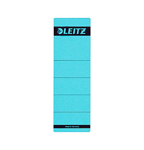 Leitz Rückenschild selbstklebend für Standard- und Hartpappe-Ordner, 10 Stück, 80 mm Rückenbreite, Kurzes und breites Format, 62 x 192 mm, Papier, blau, 16420035 von Leitz