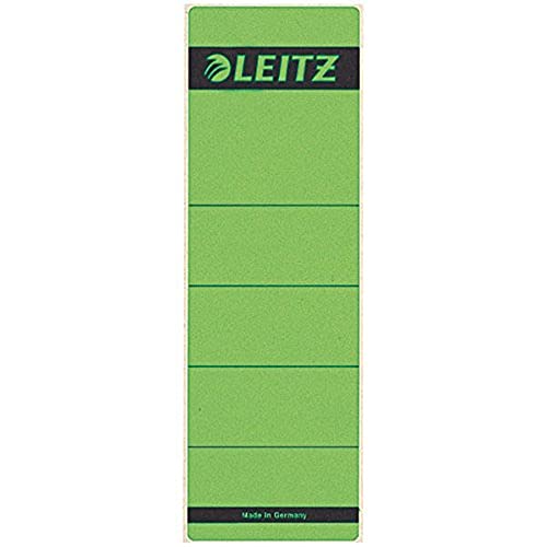 Leitz Rückenschild selbstklebend für Standard- und Hartpappe-Ordner, 10 Stück, 80 mm Rückenbreite, Kurzes und breites Format, 62 x 192 mm, Papier, grün, 16420055" geändert werden von Leitz