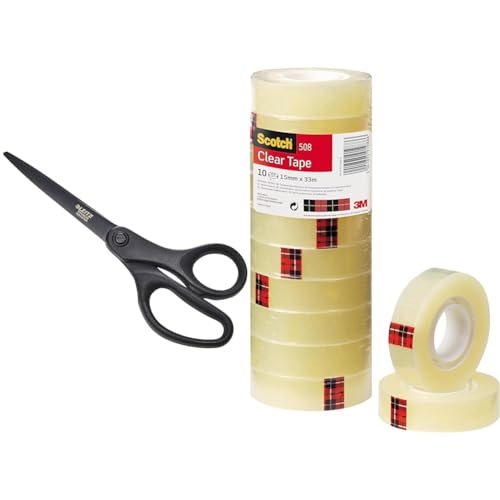 Leitz Schere Titan Anti-Haft, Hochwertige Haushaltsschere & Scotch Transparentes Klebeband 508-10 Rollen - 15mm x 33m - Durchsichtiges Allzweckband für Schule, Heim und Büro Leitz Schere Titan Anti-Haft, Hochwertige Haushaltsschere & Scotch Transparentes Klebeband 508-10 Rollen - 15mm x 33m - Durchsichtiges Allzweckband für Schule, Heim und Büro von Leitz