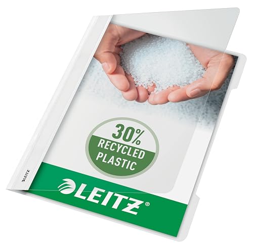 Leitz-Schnellhefter, Standard A4, Kunststoff, 25 Stück, Kapazität von 250 Blatt weiß von Leitz