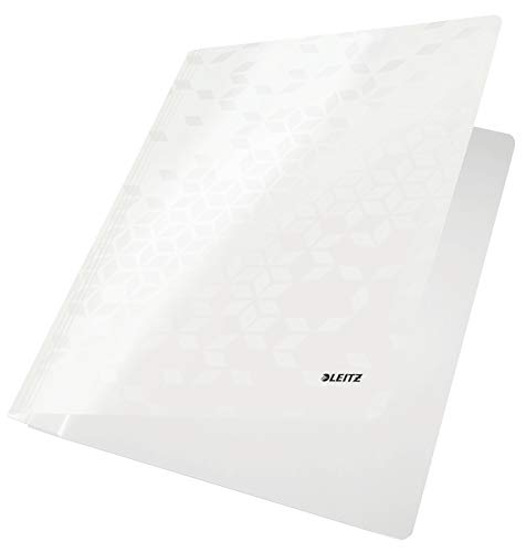 Leitz WOW A4 Schnellhefter, PP-laminierter Karton, Flachhefter mit 60 Blatt Kapazität, Weiß, 30010001 von Leitz