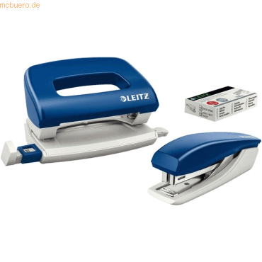 Leitz Schreibtisch-Set Heftgerät+Locher blau von Leitz