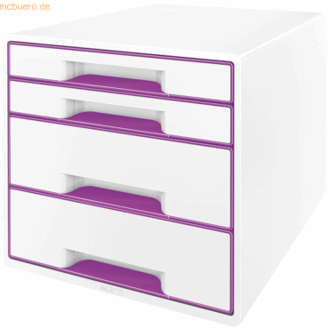 Leitz Schubladenbox Wow Cube 4 Schubladen PS perlweiß/violett Leitz Schubladenbox Wow Cube 4 Schubladen PS perlweiß/violett von Leitz