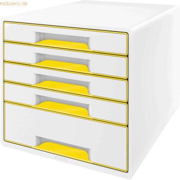 Leitz Schubladenbox Wow Cube 5 Schubladen Polystyrol weiß/gelb Leitz Schubladenbox Wow Cube 5 Schubladen Polystyrol weiß/gelb von Leitz