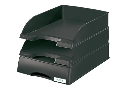 Leitz Set 2x Briefkorb Standard A4 + Briefkorb-Schublade, Briefablage in Premium-Qualität, Stapelbare Ablagefächer als Schreibtisch-Organizer, Kombinierbar mit Plus-Serie, Schwarz, 52270095 + 52100095 Leitz Set 2x Briefkorb Standard A4 + Briefkorb-Schublade, Briefablage in Premium-Qualität, Stapelbare Ablagefächer als Schreibtisch-Organizer, Kombinierbar mit Plus-Serie, Schwarz, 52270095 + 52100095 von Leitz