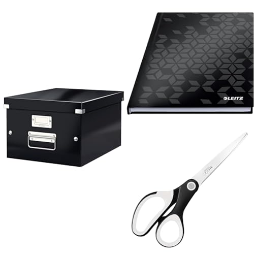 Leitz Set Click & Store Aufbewahrungsbox A4 mit Deckel Mittelgroß + Notizbuch A5 kariert + Titan Qualitätsschere, Transportbox aus 85% recycelter Premiumpappe, Schwarz, 60440095 + 46281095 + 53192095 Leitz Set Click & Store Aufbewahrungsbox A4 mit Deckel Mittelgroß + Notizbuch A5 kariert + Titan Qualitätsschere, Transportbox aus 85% recycelter Premiumpappe, Schwarz, 60440095 + 46281095 + 53192095 von Leitz