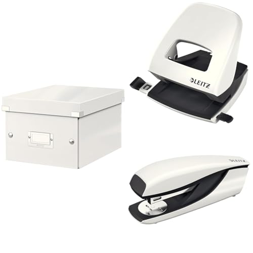 Leitz Set Click & Store Aufbewahrungsbox mit Deckel Klein mit Locher und Heftgerät für 30 Blatt, Box für Unterlagen bis A5 im Büro u. Haushalt, WOW Serie, Weiß, 60430001 + 50081001 + 55021001 Leitz Set Click & Store Aufbewahrungsbox mit Deckel Klein mit Locher und Heftgerät für 30 Blatt, Box für Unterlagen bis A5 im Büro u. Haushalt, WOW Serie, Weiß, 60430001 + 50081001 + 55021001 von Leitz