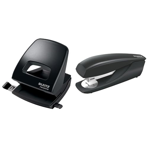 Leitz Set Recycle Locher + Heftgerät, Für 30 Blatt, Anschlagschiene mit Formatangaben, Inkl. Heftklammern, Integrierter Entklammerer, 100% recyclebar, Umweltfreundlich, Schwarz, 50030095 + 56040095 Leitz Set Recycle Locher + Heftgerät, Für 30 Blatt, Anschlagschiene mit Formatangaben, Inkl. Heftklammern, Integrierter Entklammerer, 100% recyclebar, Umweltfreundlich, Schwarz, 50030095 + 56040095 von Leitz