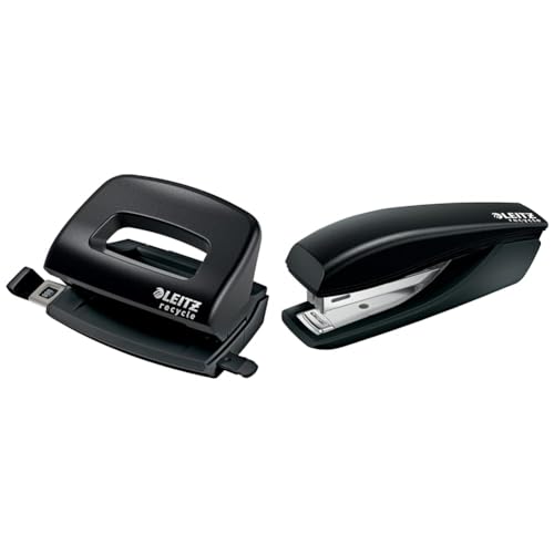 Leitz Set Recycle Mini-Locher + Mini-Heftgerät, Für 10 Blatt, Tacker mit Heftklammerentferner, Taschenformat, Stahl & recycelter Kunststoff, 100% recycelbar, Schwarz, 50100095 + 56170095 Leitz Set Recycle Mini-Locher + Mini-Heftgerät, Für 10 Blatt, Tacker mit Heftklammerentferner, Taschenformat, Stahl & recycelter Kunststoff, 100% recycelbar, Schwarz, 50100095 + 56170095 von Leitz
