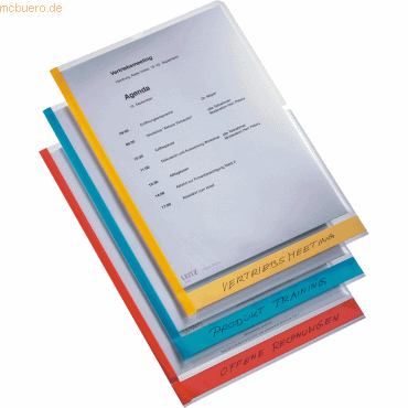 10 x Leitz Sichthüllen Desk Free A4 Farbkante gelb, rot, blau VE=6 Stü 10 x Leitz Sichthüllen Desk Free A4 Farbkante gelb, rot, blau VE=6 Stü von Leitz