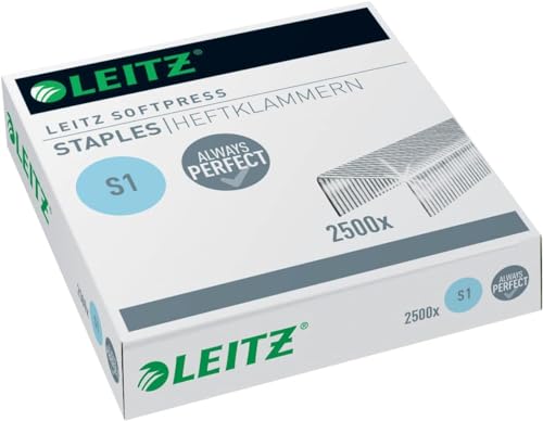 Leitz Softpress Heftklammern S1, Verzinkt, Box mit 2500 Heftklammern, 54970000 von Leitz