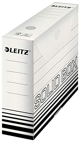 Leitz Solid Box Archiv-Schachtel, 80 mm Rückenbreite, A4 Faltkarton mit Lasche, Aufbewahrungsboxen für bis zu 700 Blatt, Lagerbox aus 100% geriffelten Recyclingkarton,10 Stück,Weiß/Schwarz,61270001 Leitz Solid Box Archiv-Schachtel, 80 mm Rückenbreite, A4 Faltkarton mit Lasche, Aufbewahrungsboxen für bis zu 700 Blatt, Lagerbox aus 100% geriffelten Recyclingkarton,10 Stück,Weiß/Schwarz,61270001 von Leitz