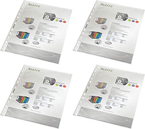 Leitz Standard Prospekthüllen-Set, 100 Stück, A4 Format, Farblos mit matter Oberfläche, Obere Öffnung, 0,085 mm PP-Folie, 47900000 (4 Packungen) von Leitz