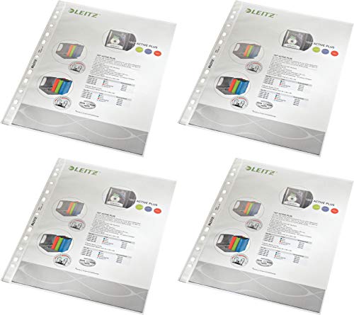 Leitz Standard Prospekthüllen-Set, 100 Stück, A4 Format, Farblos mit matter Oberfläche, Obere Öffnung, 0,085 mm PP-Folie, 47900000 (4 Packungen) von Leitz