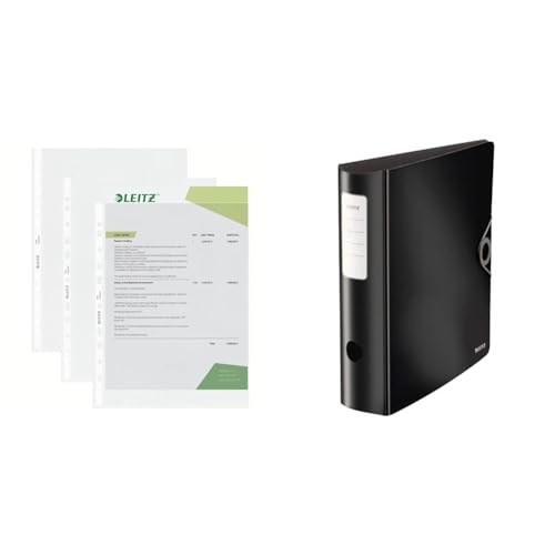 Leitz Standard Prospekthüllen-Set, 100 Stück, A4 Format & Qualitäts-Ordner 180° Active Solid, A4, Breit Leitz Standard Prospekthüllen-Set, 100 Stück, A4 Format & Qualitäts-Ordner 180° Active Solid, A4, Breit von Leitz